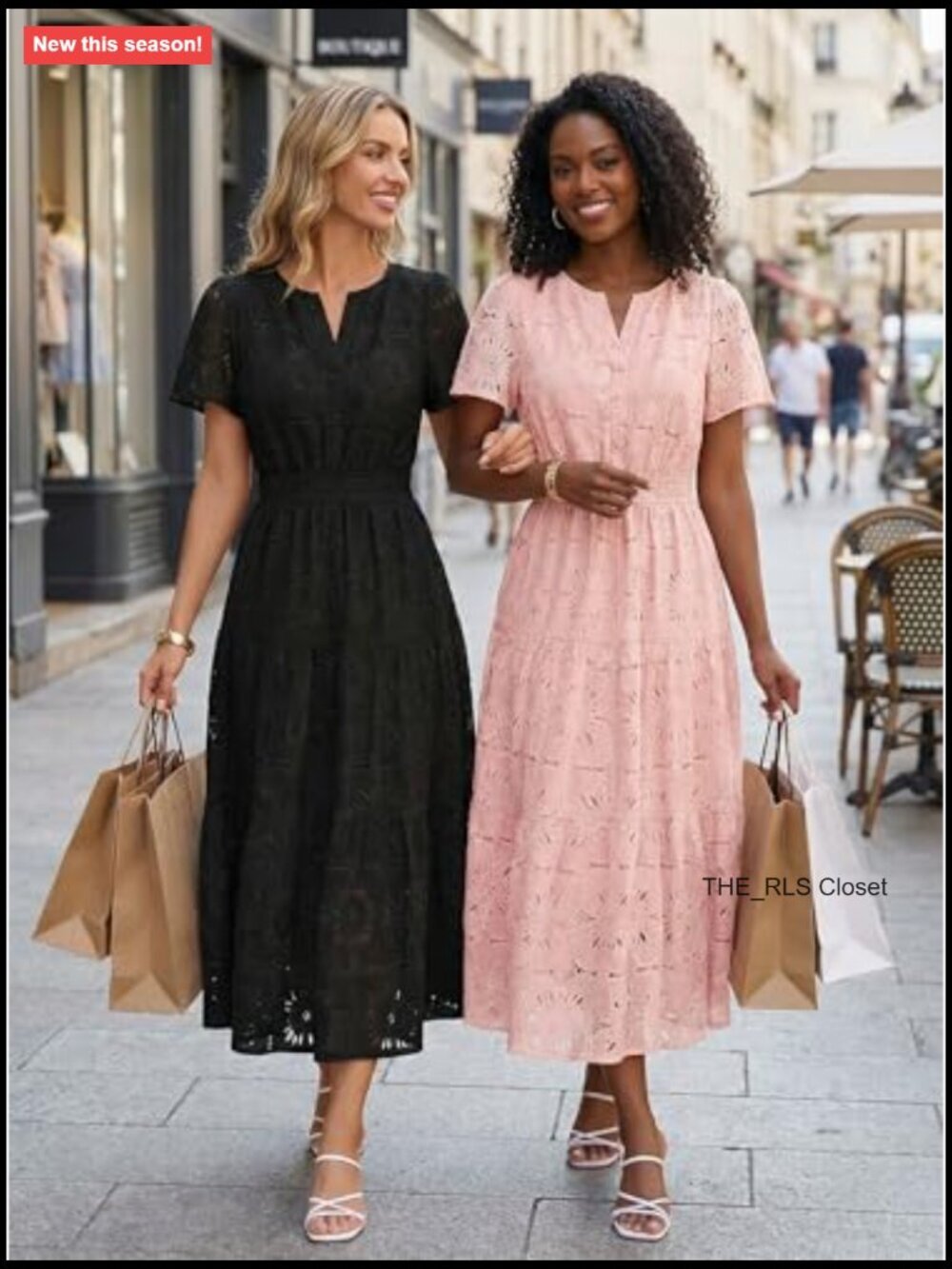 Summer Floral Maxi Dress Boho Eyelet Lace Short Sleeve A Line Tiered - Picture 6 of 7
